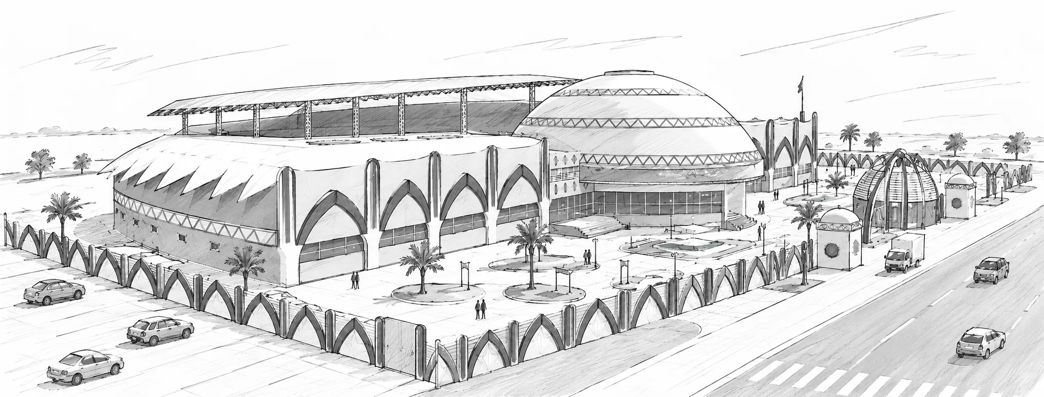 Nouvelle Maison de la Culture de Maradi — croquis, vue 1